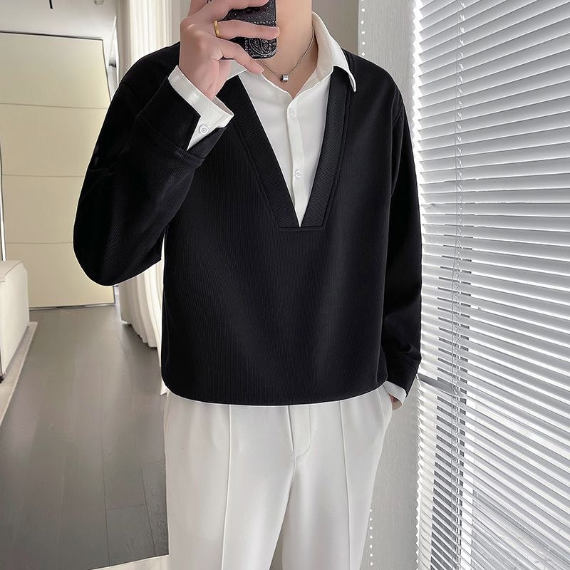 Layered Chic V-Neck Top T-Shirt