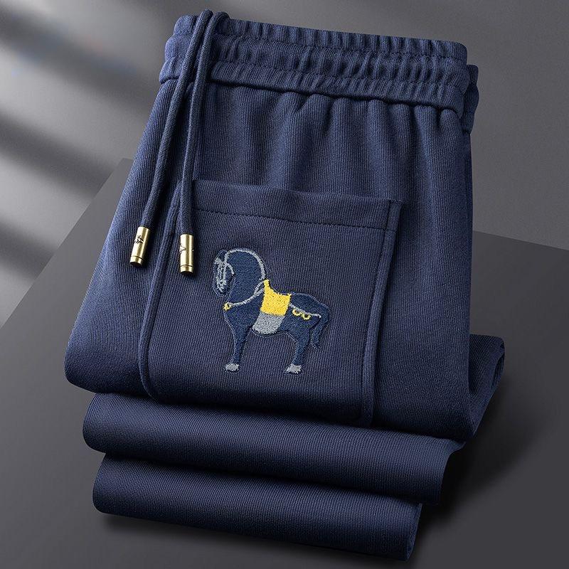 Effortless Style & Comfort Drawstring Pants with Stunning Embroidered Horse Accent