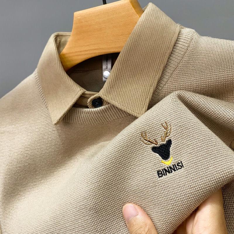 Men's Premium Polo Sweater with Embroidered Deer Logo