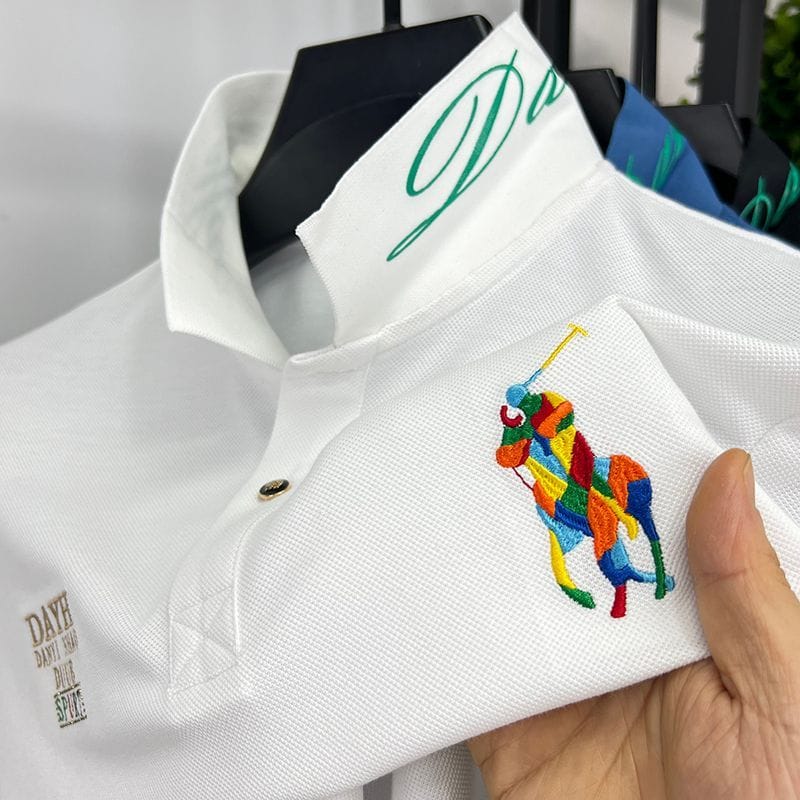 Luxury Embroidered Multicolor Polo Player Logo T-Shirt